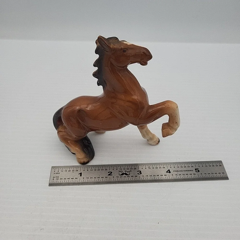 Vintage Porcelain Japan Horse Figurine Brown Black 4